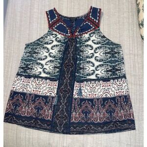 Lucky Brand Boho Embroidered Top Sz 1X
